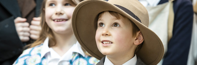 Two children take part in a museum schools session at The MERL.